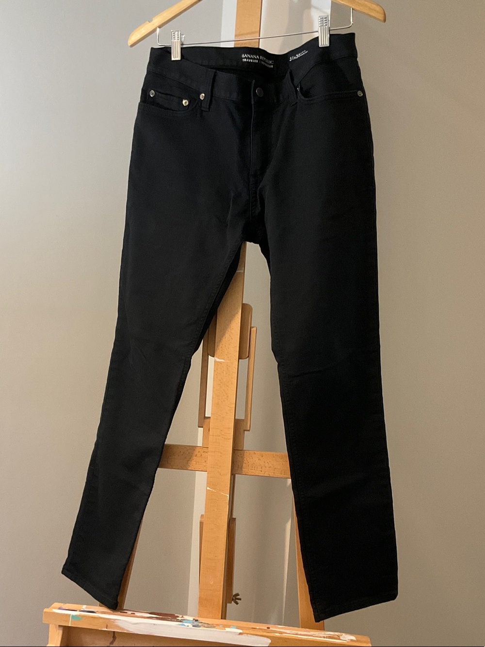 Banana Republic Men's Black Slim-Fit Traveler Pant | W 31 L 30